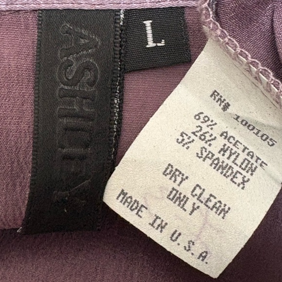 Ashely Purple Silky Ruffle Placket & Cuff Trim Button Front Stretch Blouse - Picture 7 of 8